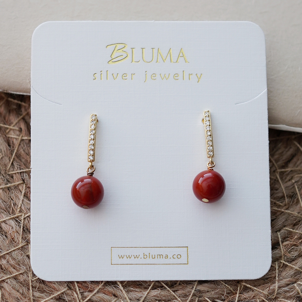 優雅紅絲絨紅瑪瑙純銀耳環/SE617| 優雅 垂墜水晶耳環 情人節禮物 女生禮物 畢業禮物 七夕