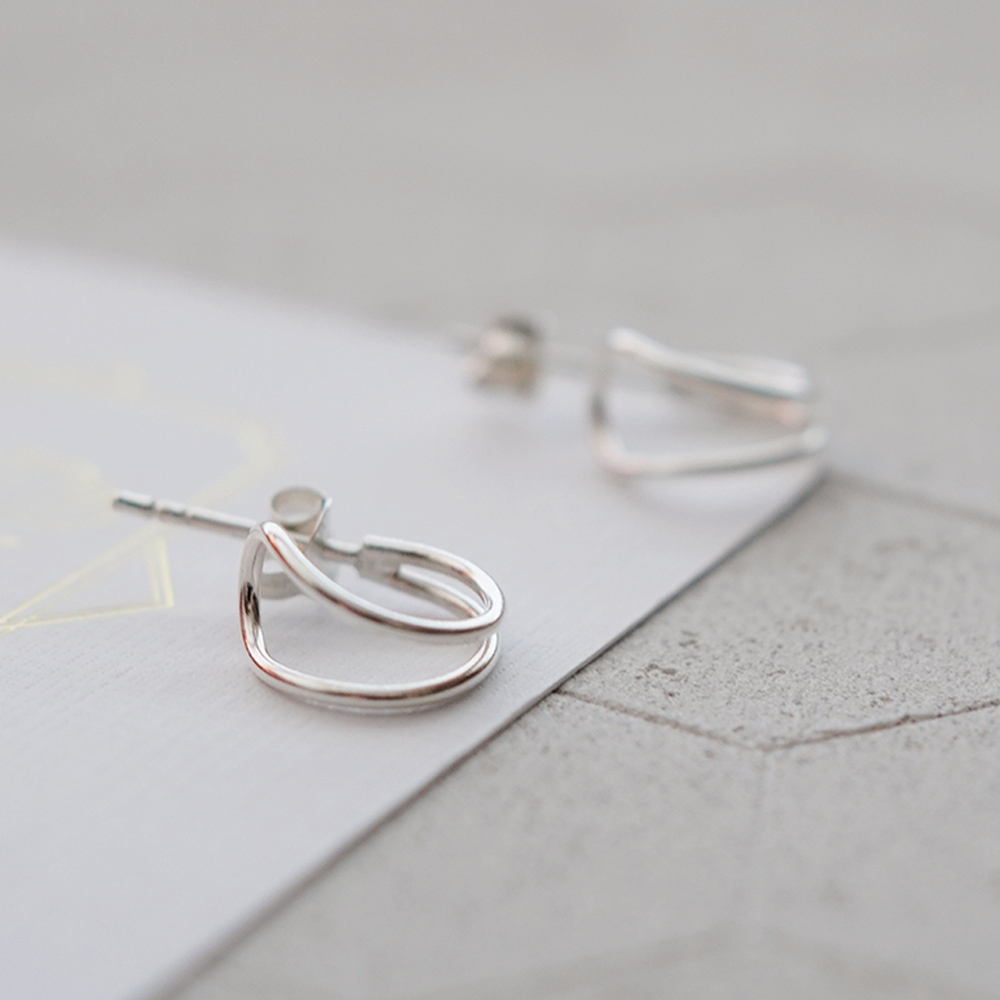 月影純銀耳環/SE616 男生耳環 迷你圓弧 圓圈耳環 女生禮物 飾品禮盒