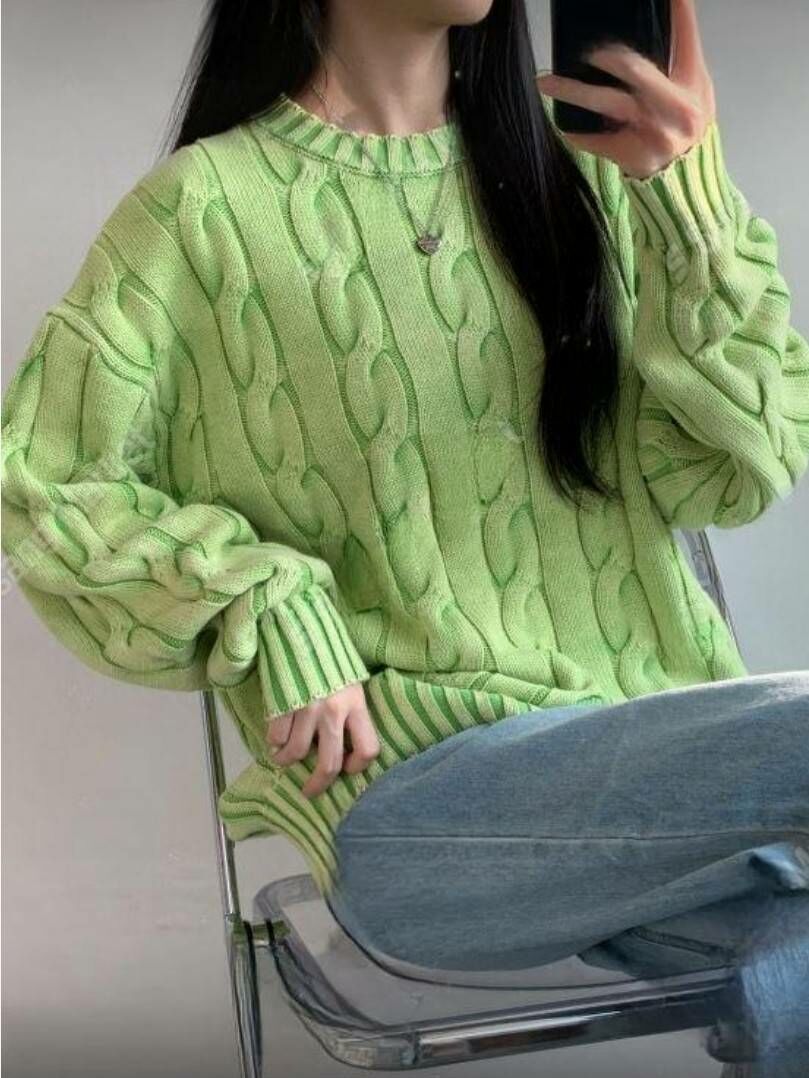 (韓國獨家特價)顏料絞花針織衫上衣