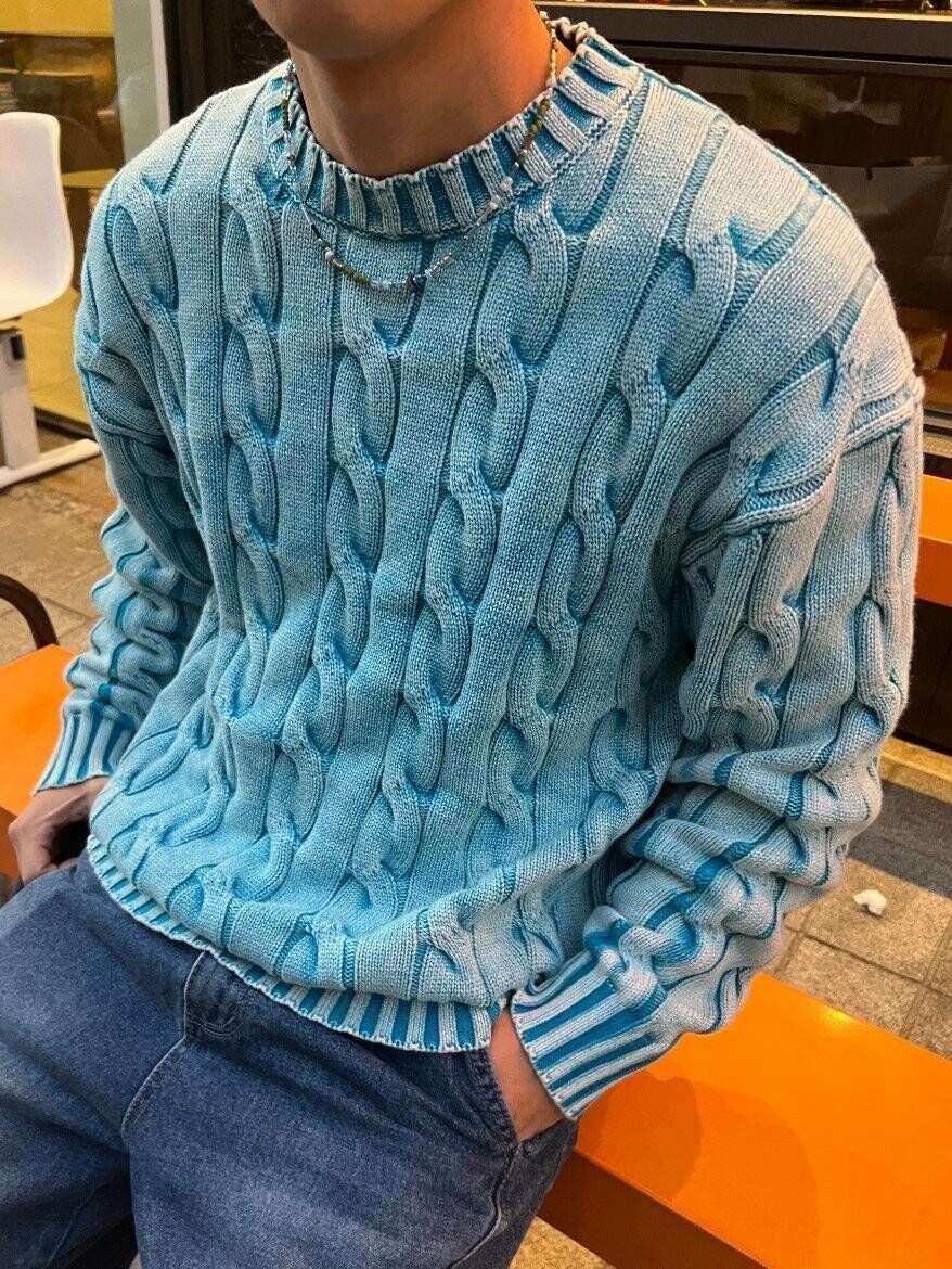 (韓國獨家特價)顏料絞花針織衫上衣