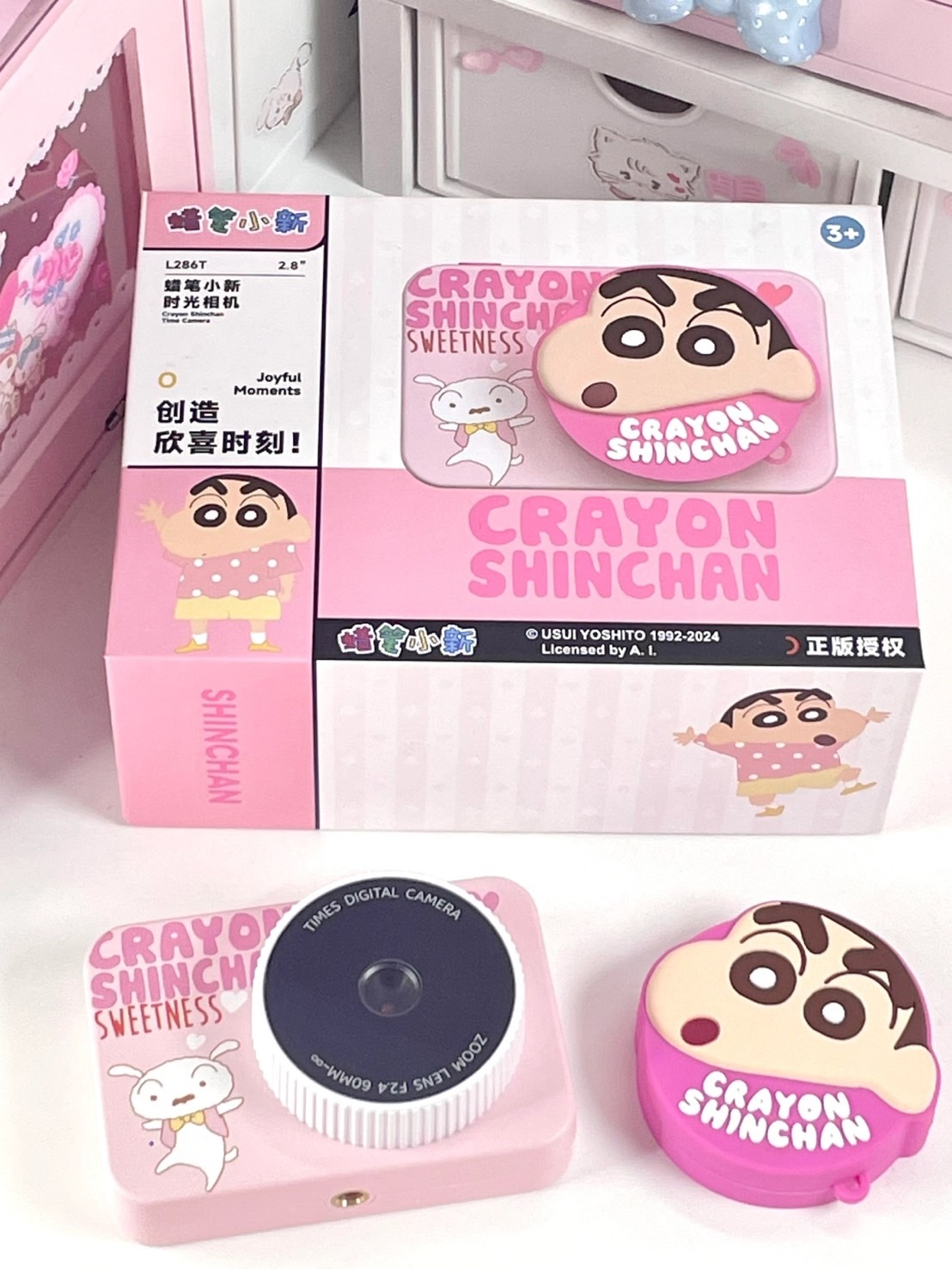 <正版授權>蠟筆小新 聯名 時光相機 粉色CCD