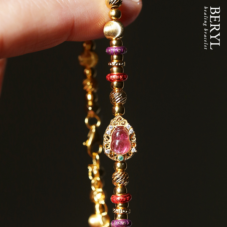 九紫離火大運｜紅碧璽小葫蘆古法銀手鍊