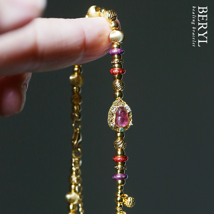 九紫離火大運｜紅碧璽小葫蘆古法銀手鍊