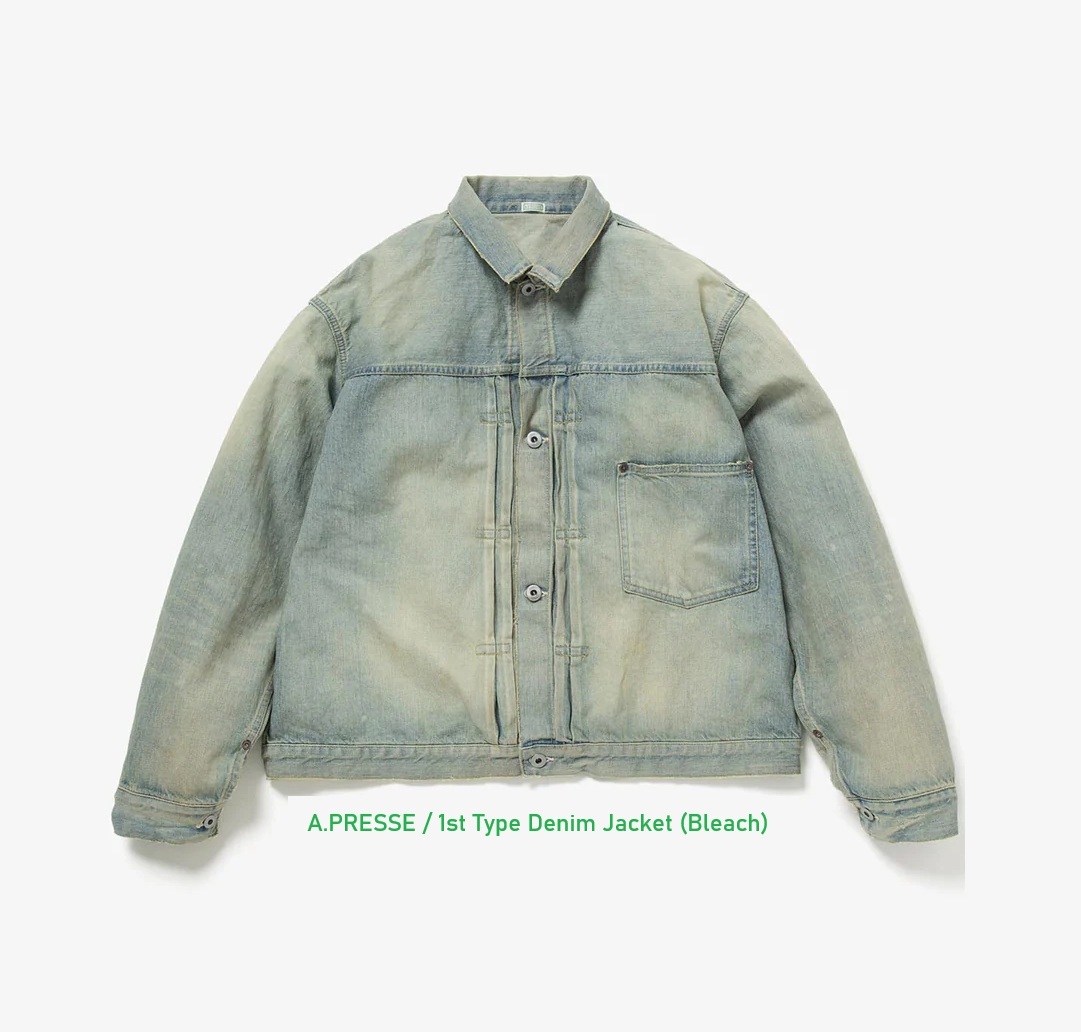 LAST PCS RE-STOCK: A.PRESSE 2025 S/S 1ST TYPE DENIM JACKET (25SAP-01-25H) - PRE ORDER ITEM (預訂中)