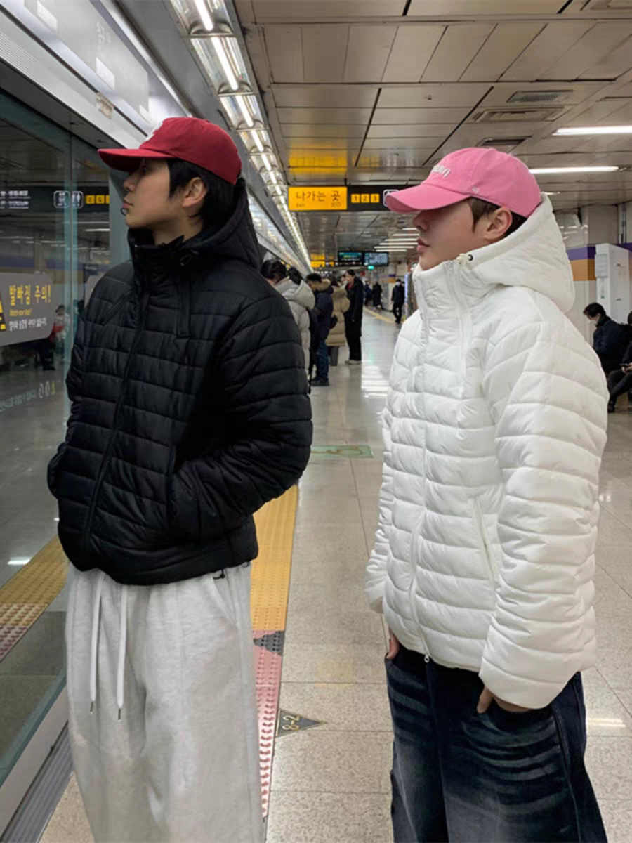 拉鍊造型立領連帽羽絨外套