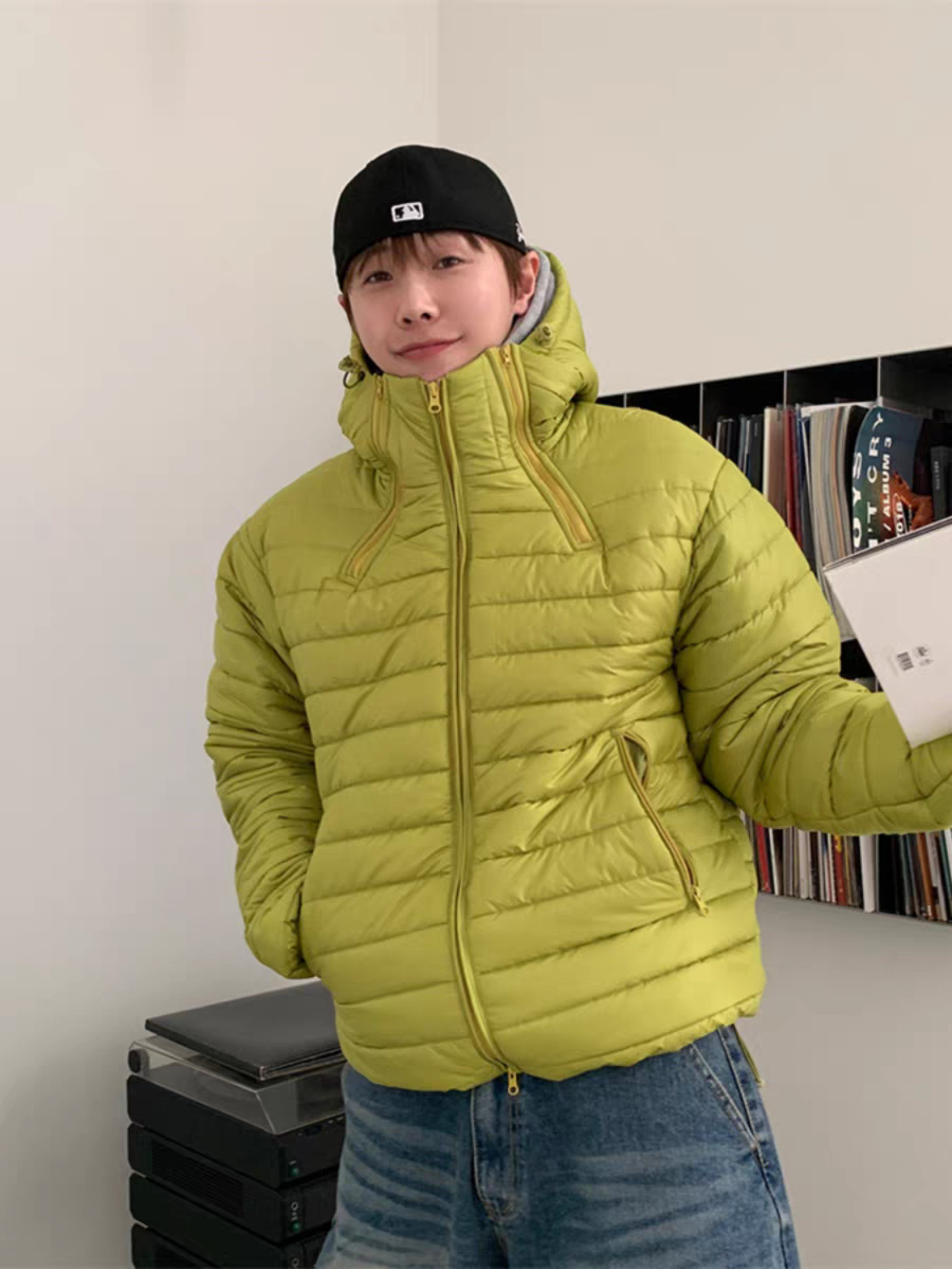 拉鍊造型立領連帽羽絨外套