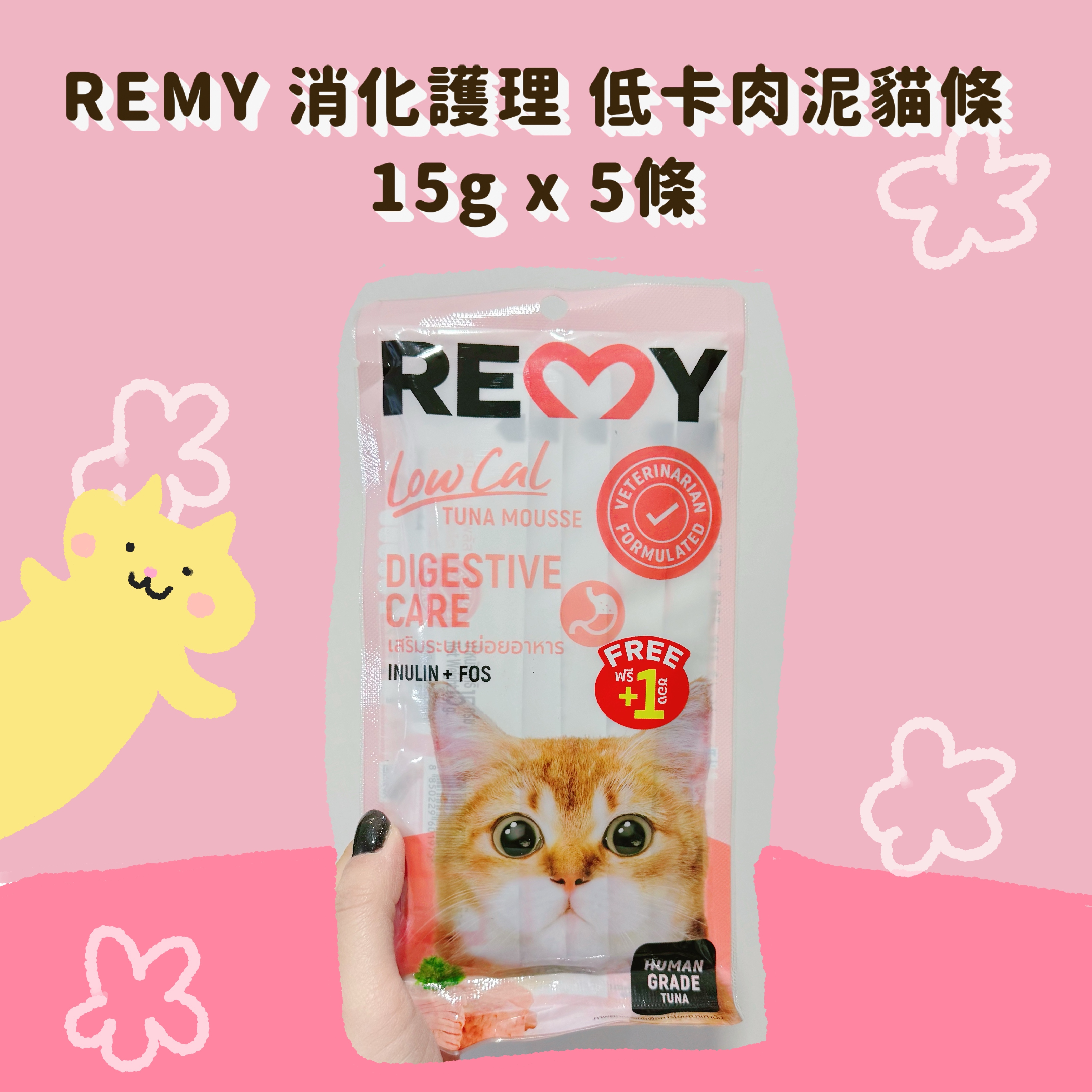 REMY 消化護理 低卡慕斯貓條貓零食（獸醫推薦）15g x 5條