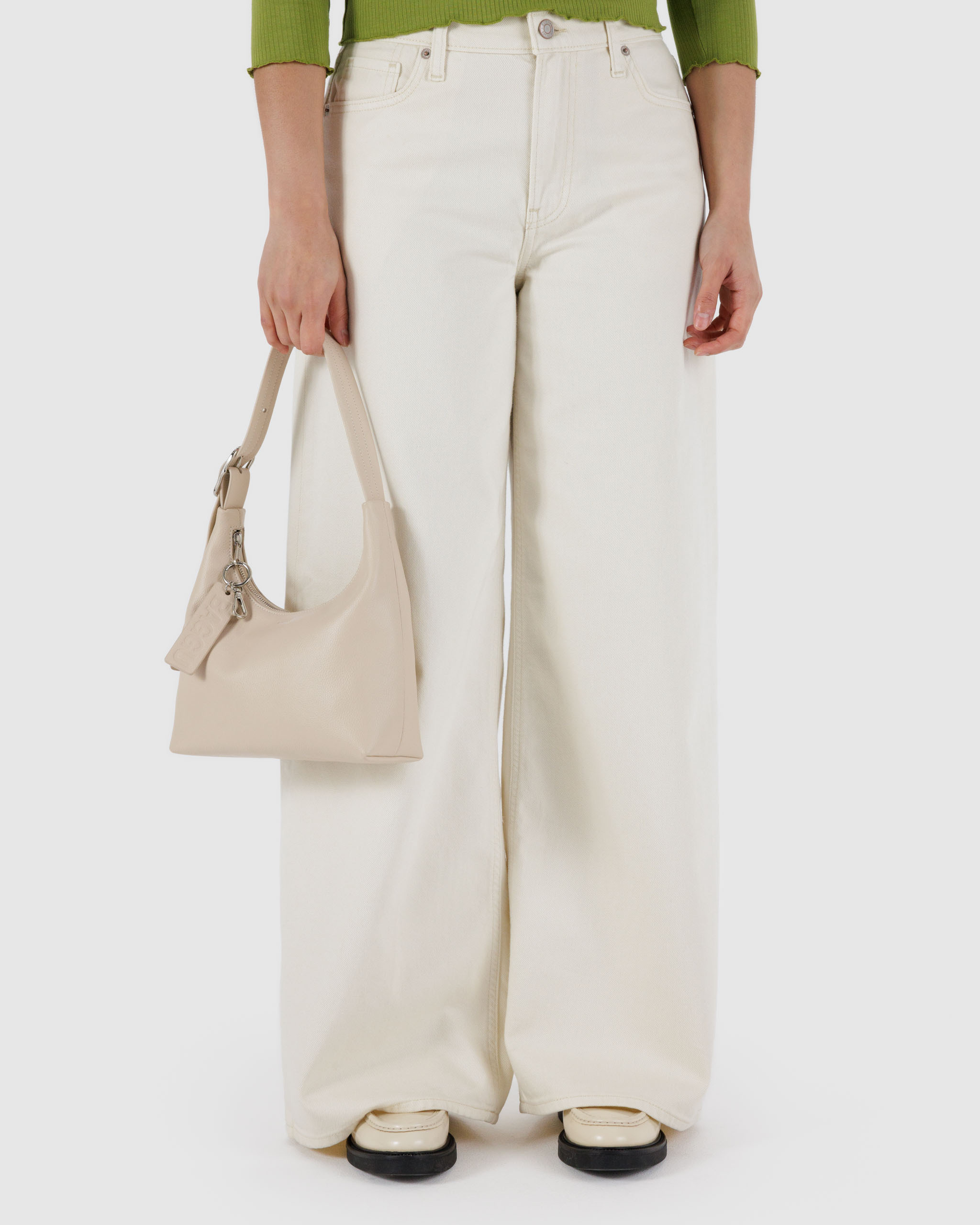 Mini Recycled Leather Shoulder Bag - Stone｜BAGGU