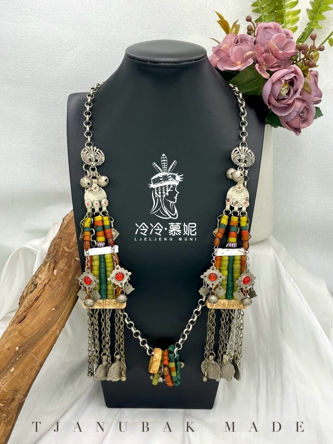 W-No.27阿富汗老銀串珠掛鏈90cm