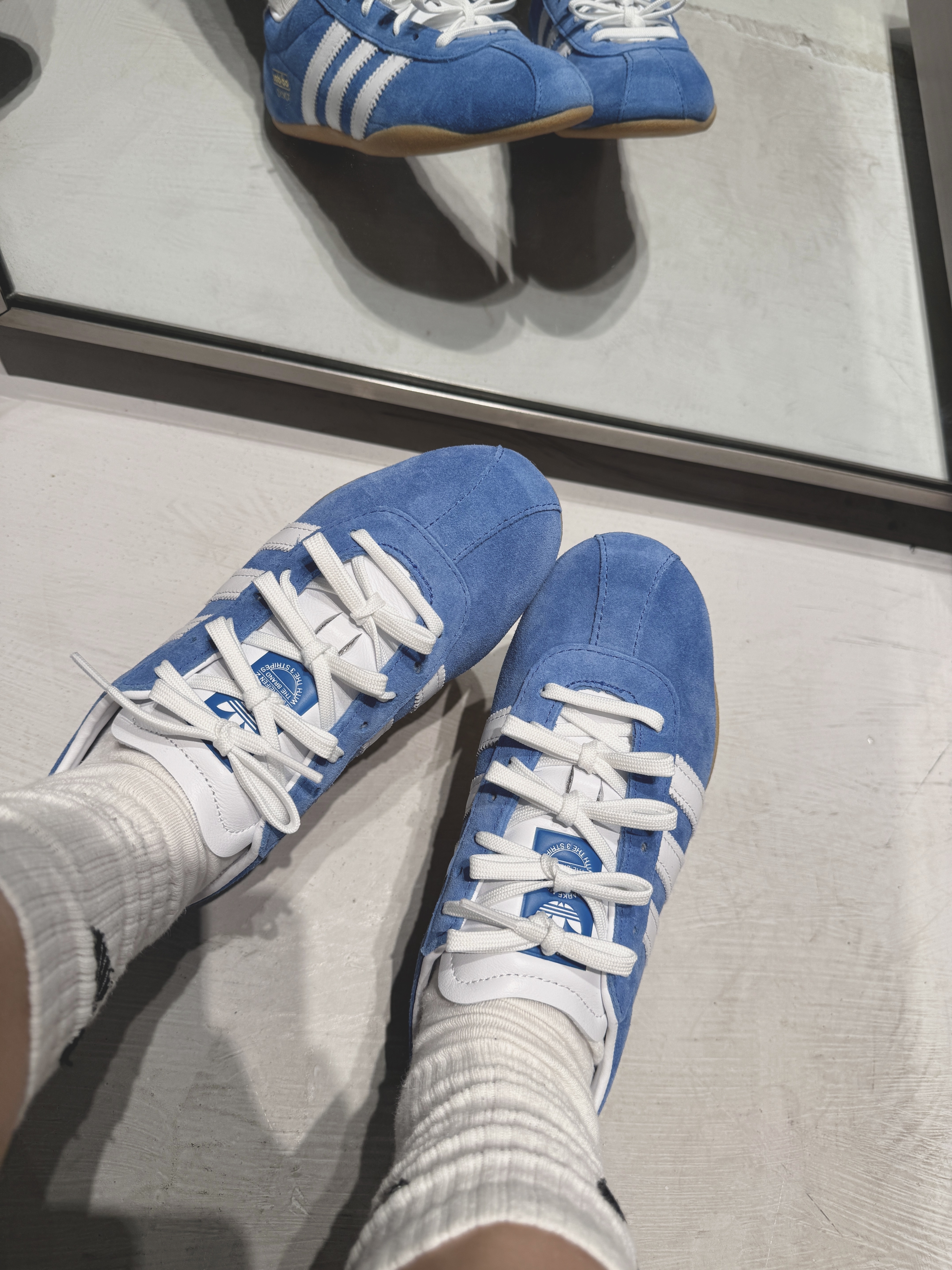 ADIDAS ORIGINALS TOKYO 東京 復古藍 水藍 白色 焦糖底 薄底 復古 絨面 女鞋 JI0179 / 預購