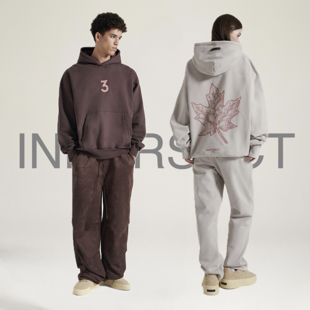 陳冠希 Clot INNERSECT 三生萬物 胸口數字3 FOG ESSENTIAL 印花 背後楓葉 連帽上衣 帽TEE 帽踢 INN24FWTHD150*