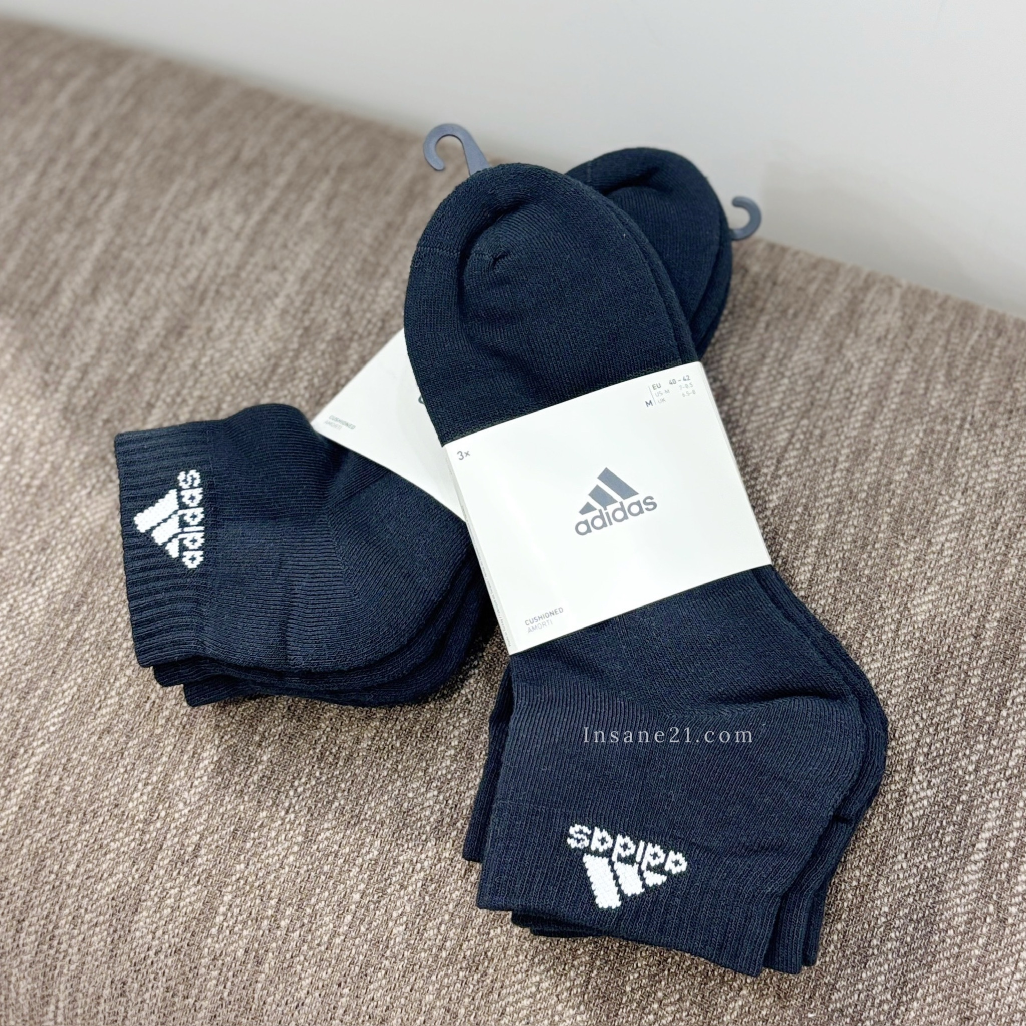 ADIDAS C SPW ANK 厚底 運動襪 3入組黑 IC1277