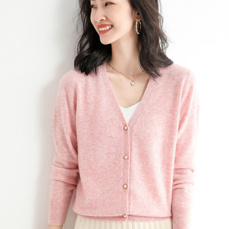 珠釦V領針織外套上衣 十二色