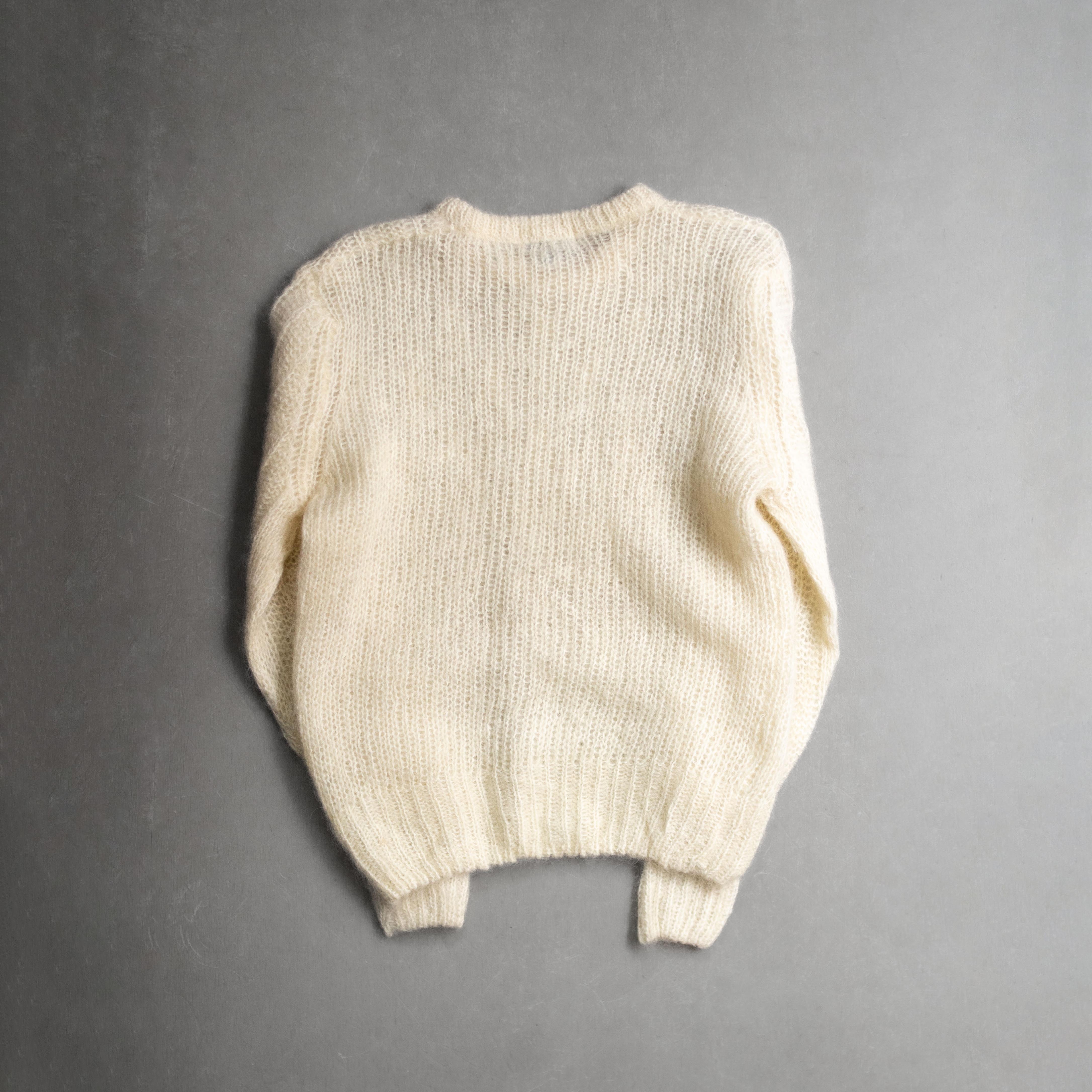 VINTAGE MOHAIR KNITWEAR 美國 米白 素面 羊毛 馬海毛 針織 套頭 毛衣