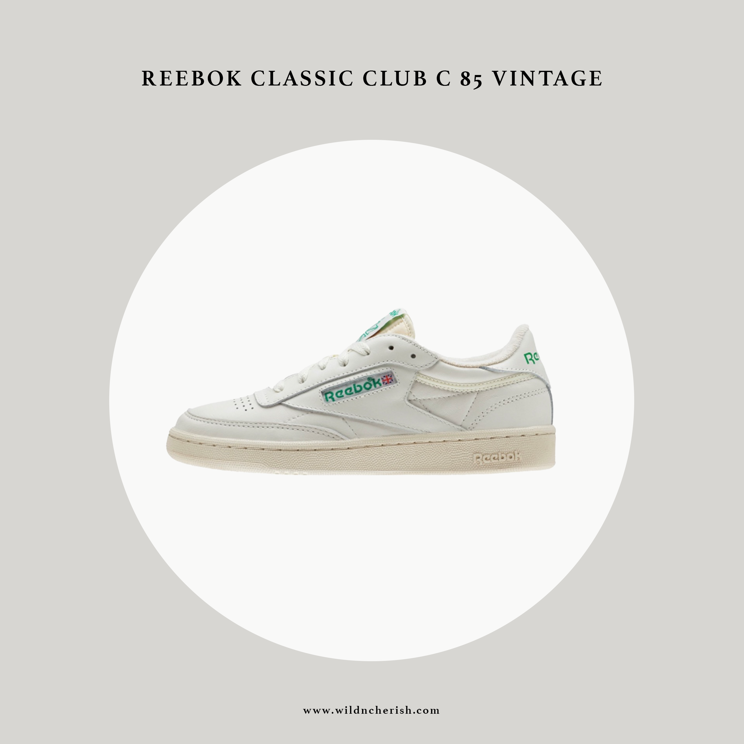預訂 | Reebok Club C 85 Vintage 綠字 復古造舊 奶油色