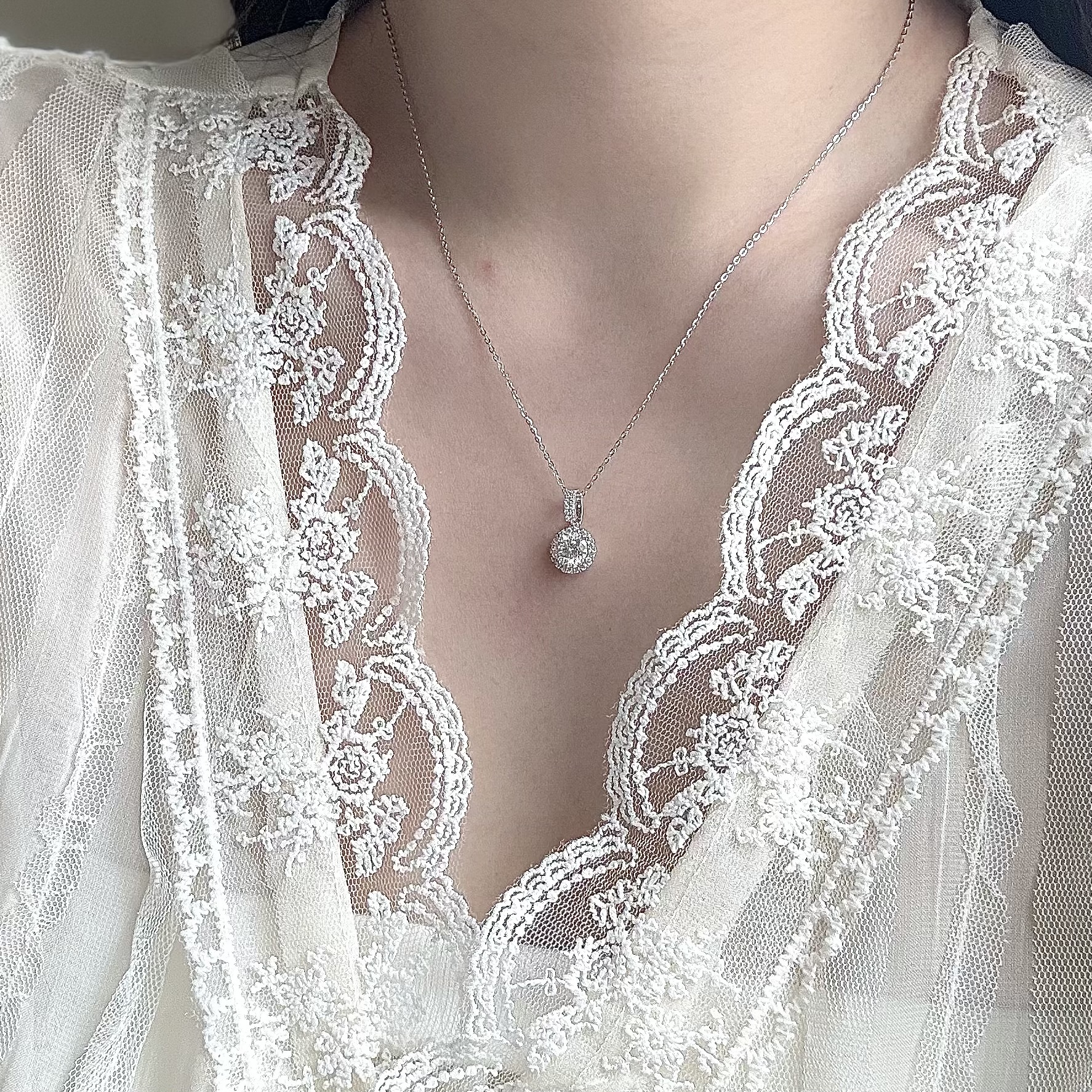 P16【輕奢】莫桑單鑽純銀鎖骨鏈