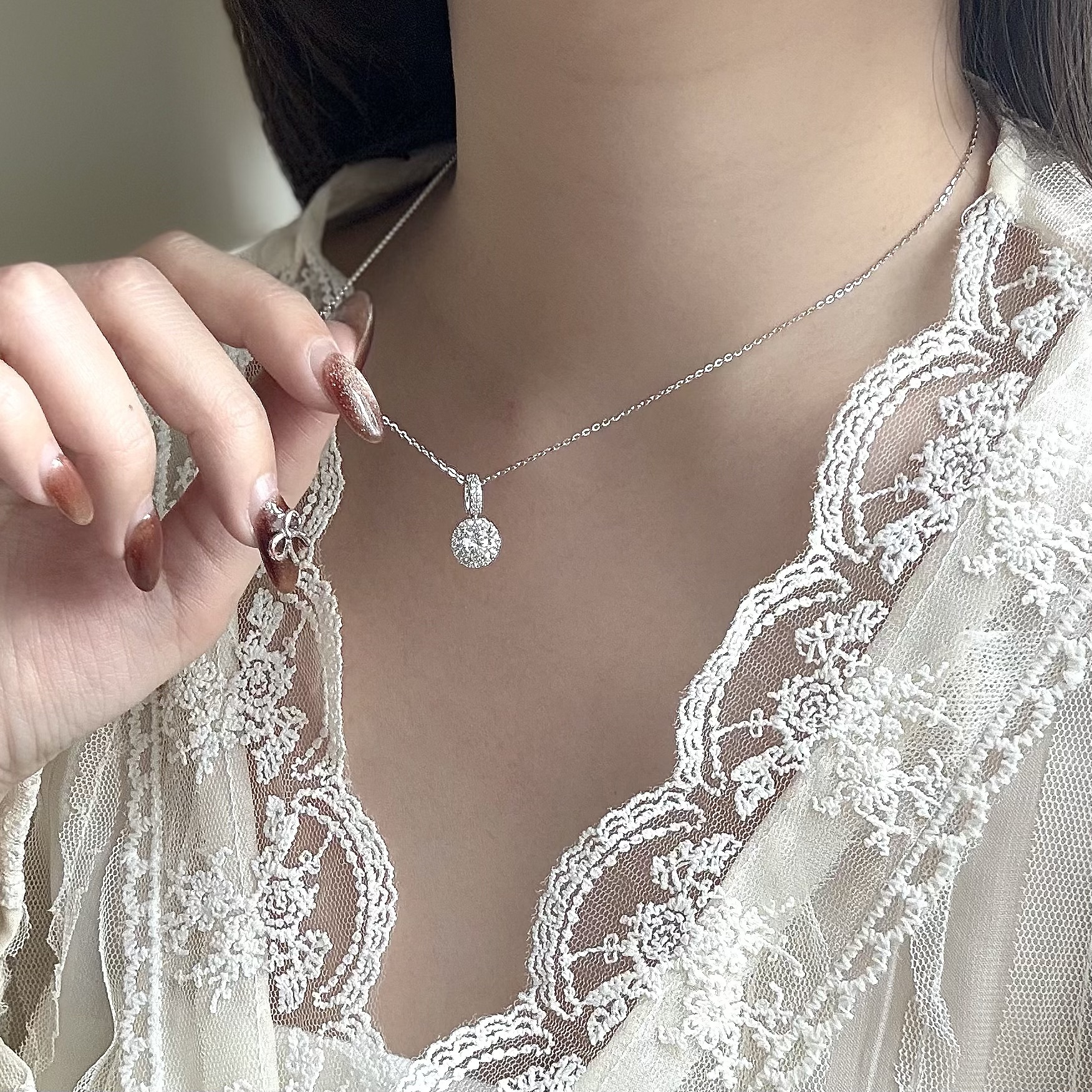 P16【輕奢】莫桑單鑽純銀鎖骨鏈