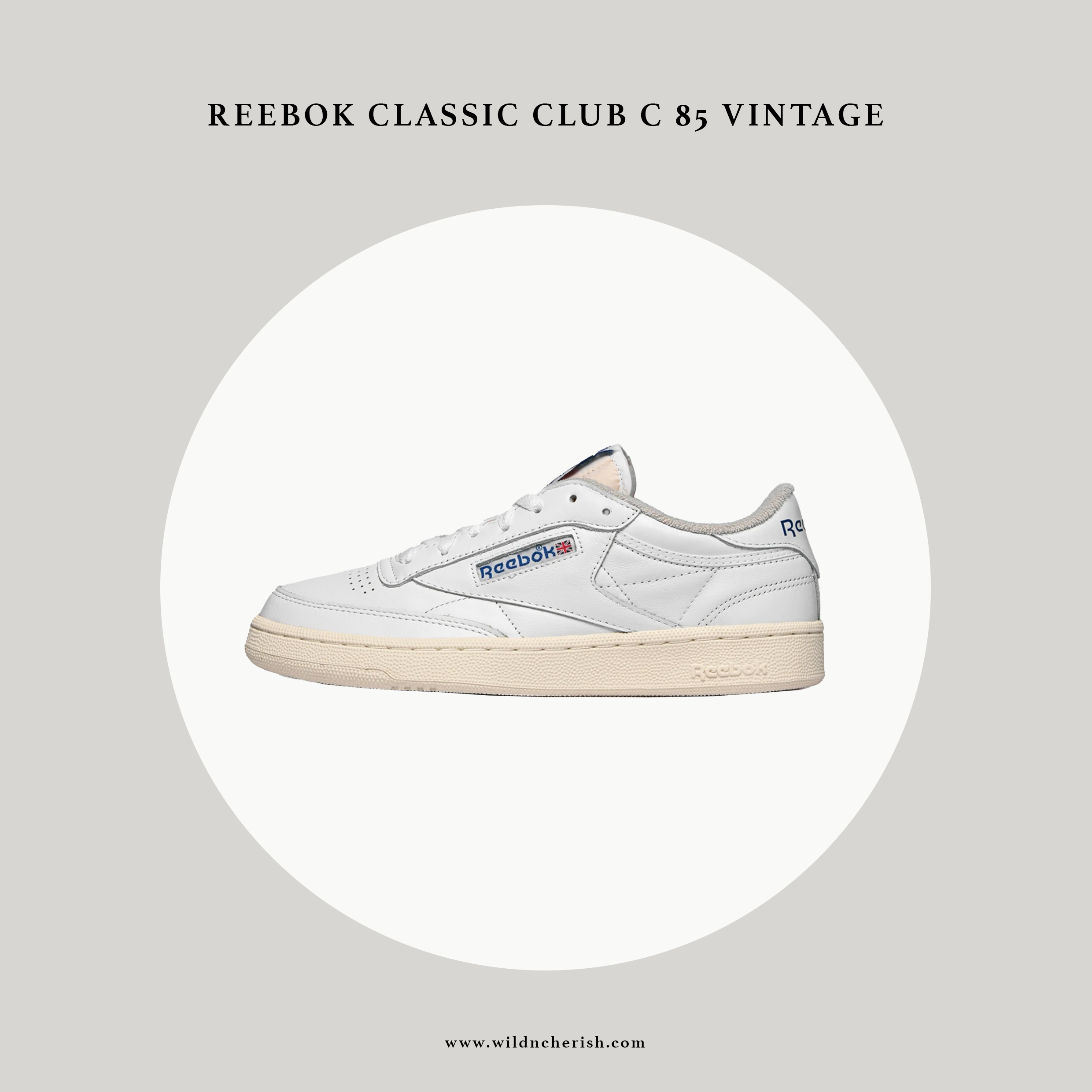 預訂 | Reebok Club C 85 Vintage 藍字 復古造舊 奶油色