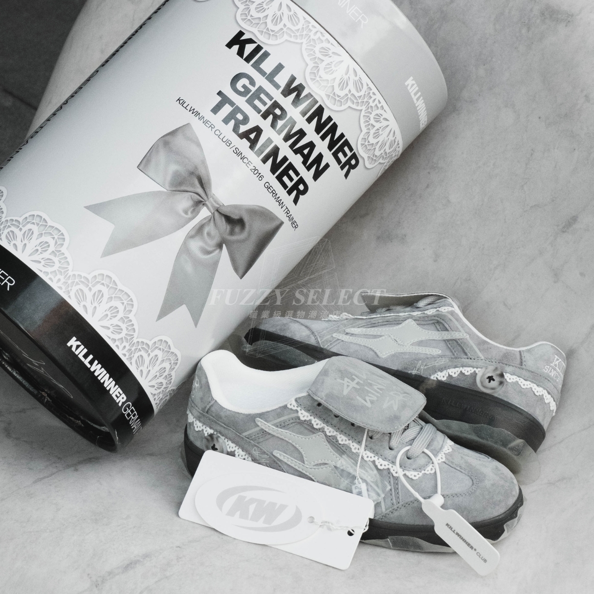 【逢甲FUZZY】 Killwinner 德訓鞋 蕾絲灰 緞帶 張員瑛同款 KWDX240403