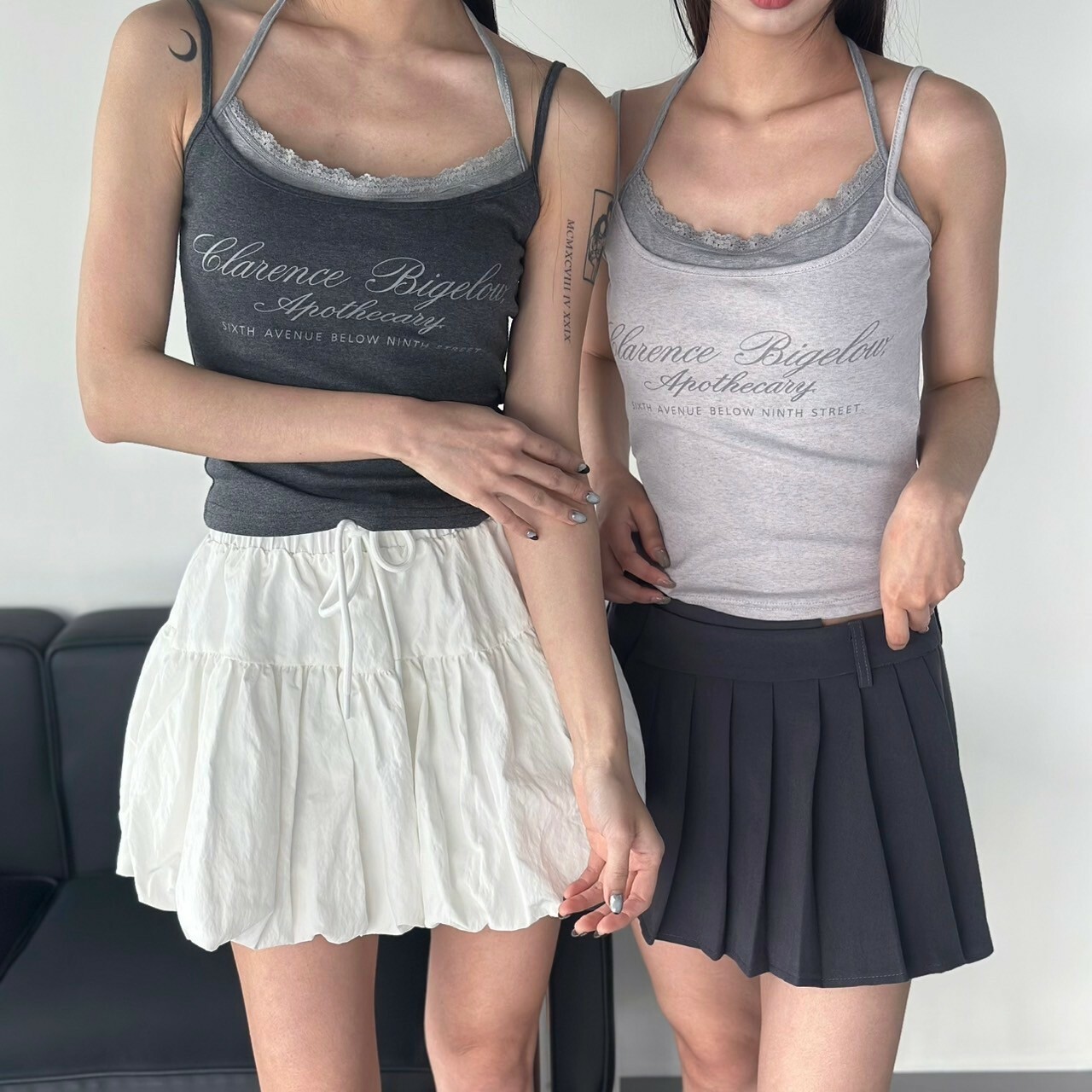 假兩件造型花字綁脖背心