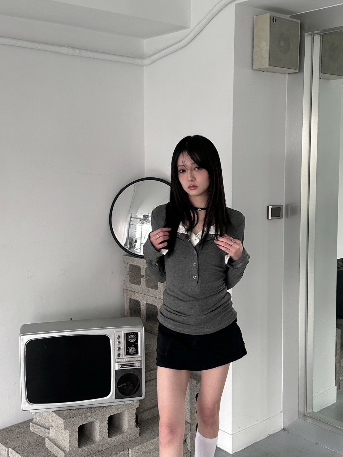 名校階梯🏫假兩件修身上衣2colors