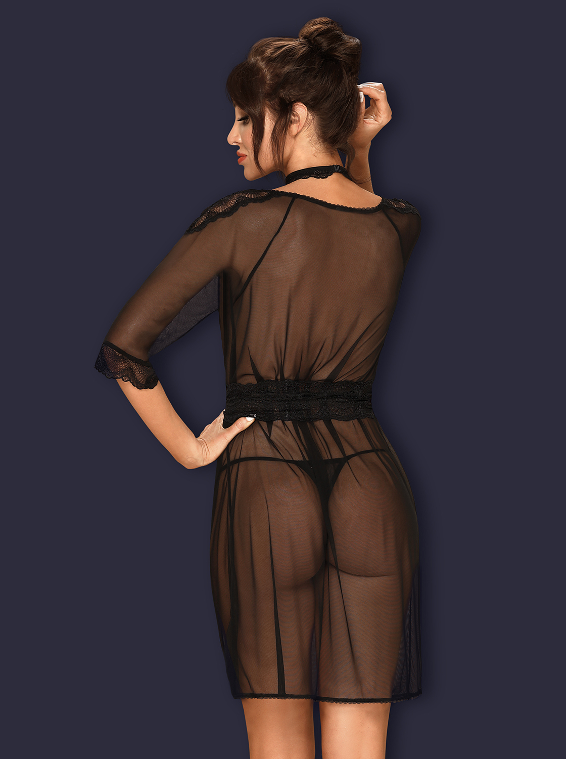 Obsessive - Lucita peignoir black - S/M