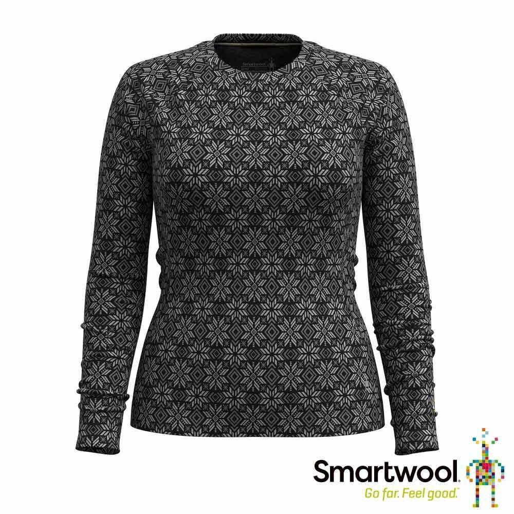 Smartwool Women's Classic Thermal Merino Base Layer Crew 女款 美麗諾羊毛圓領長袖上衣 排汗衣 底層衣 雪花黑灰 SW016370N86 [HappyOutdoor]