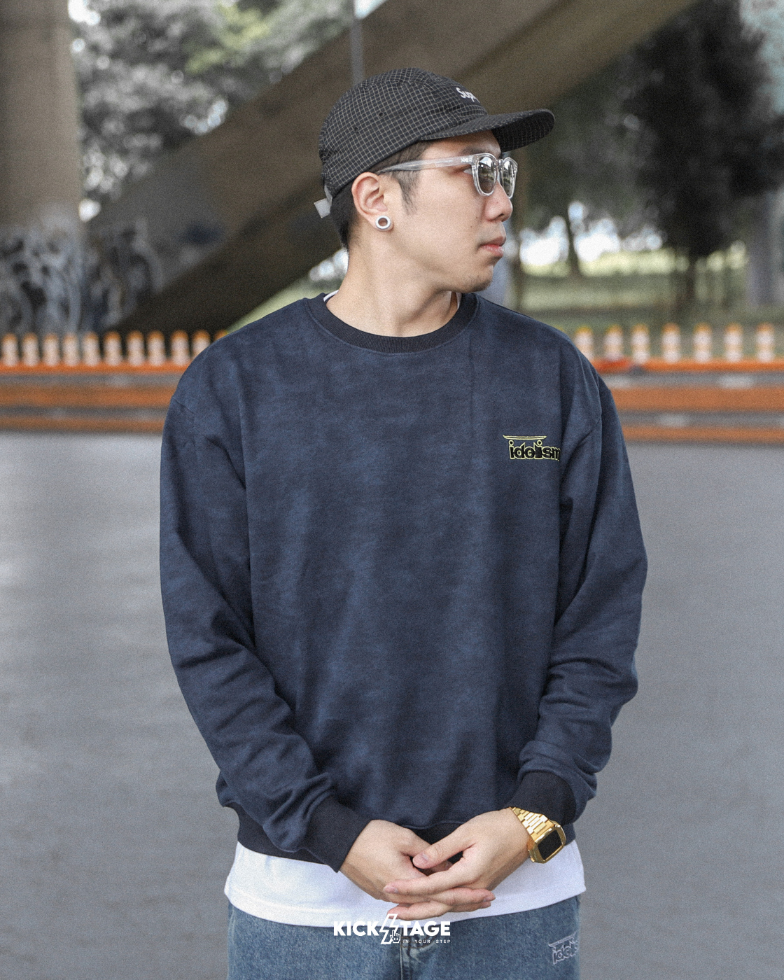 idealism ID9cE Wash Sweatshirt 藏青 黑色 水洗大學TEE【ID24077】