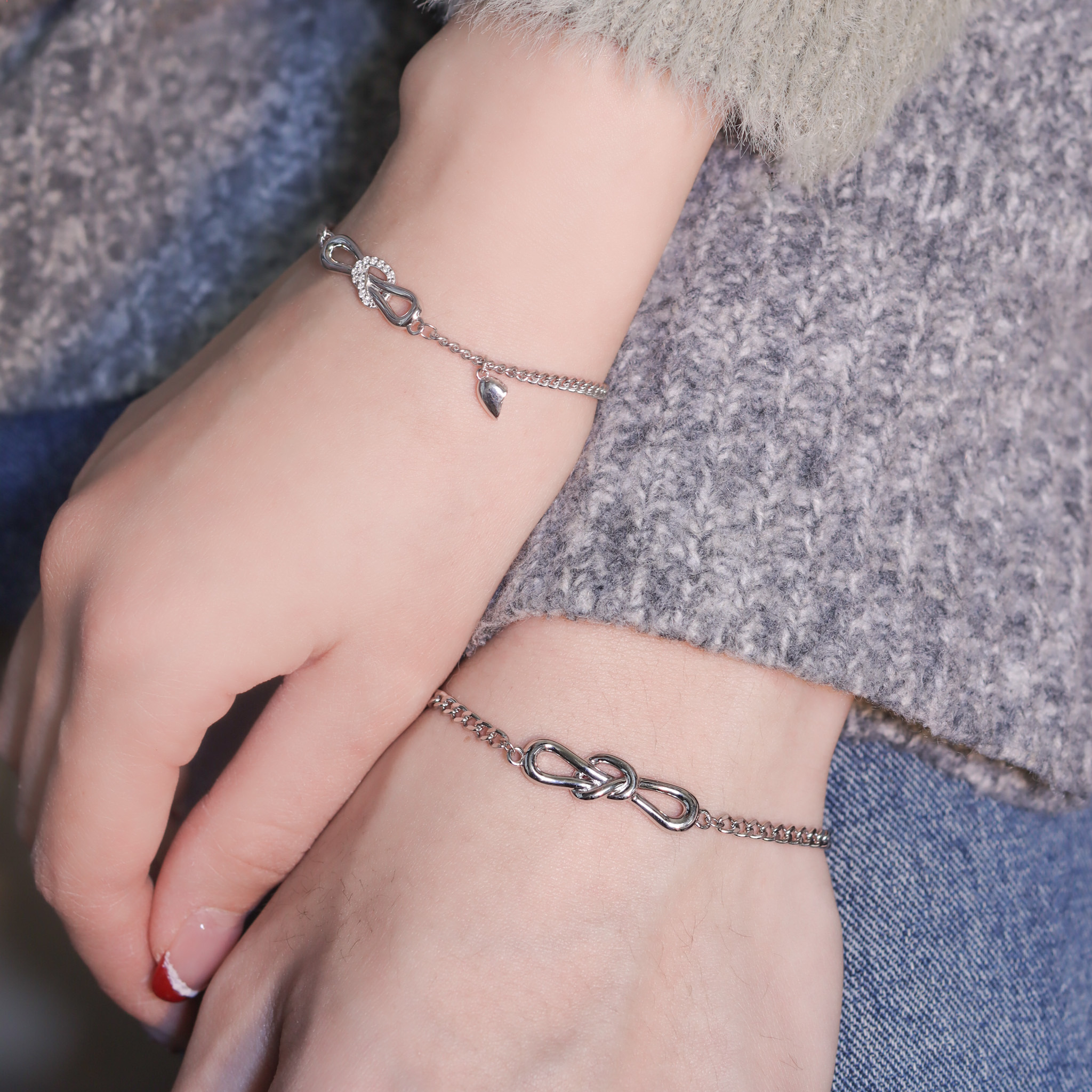 | 925純銀・白金 | 無盡愛意結情侶手鏈 （男款 /女款） | BR1274 |