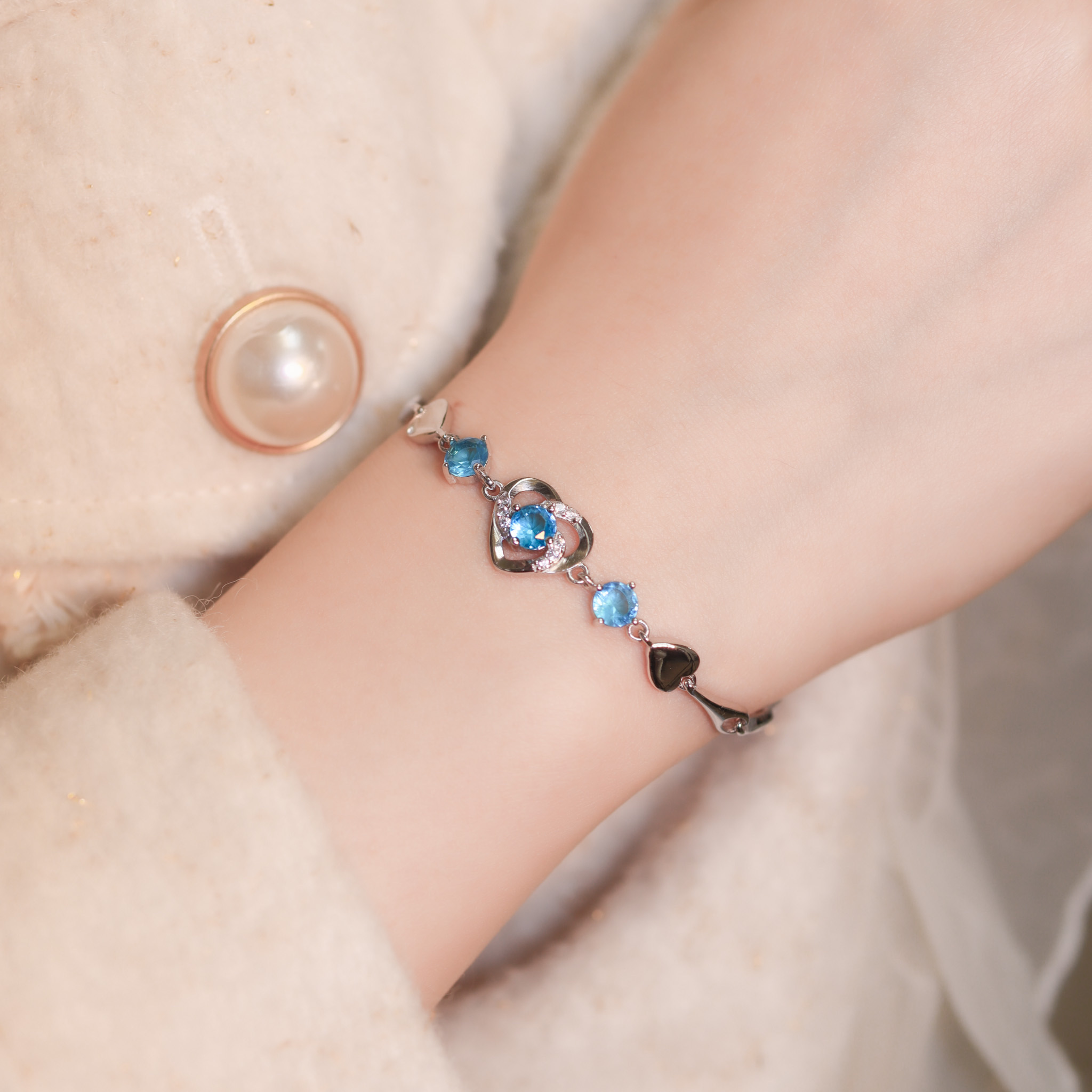 | 925銀丨愛意幸福軟手鐲（白色 / 藍色）| BR1226 |