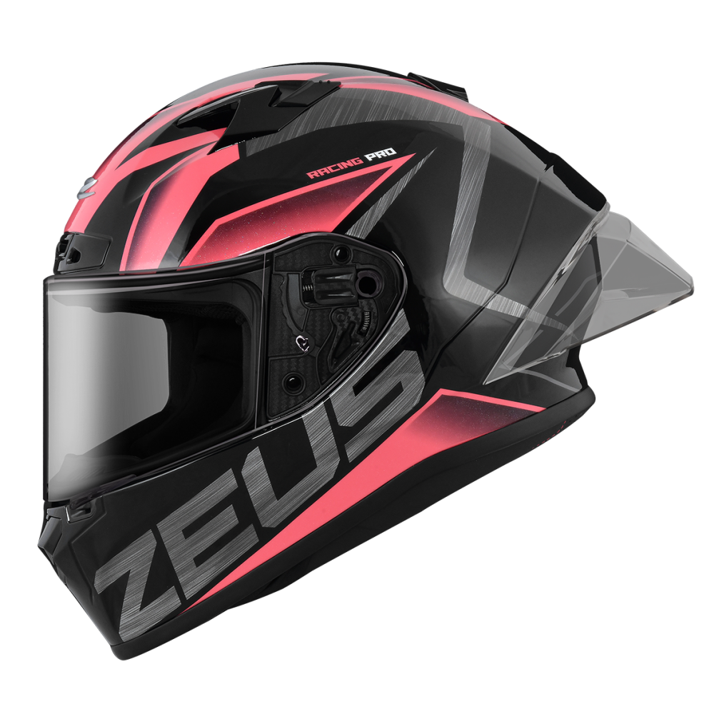 ZEUS ZS-826 BK3 黑 桃紅 彩繪 全罩帽款 大鴨尾