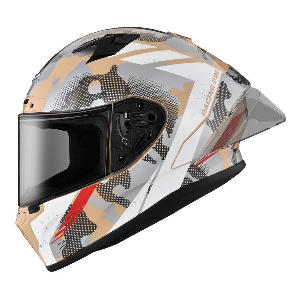 ZEUS ZS-826 BK8 卡其 銀 彩繪 全罩帽款 大鴨尾