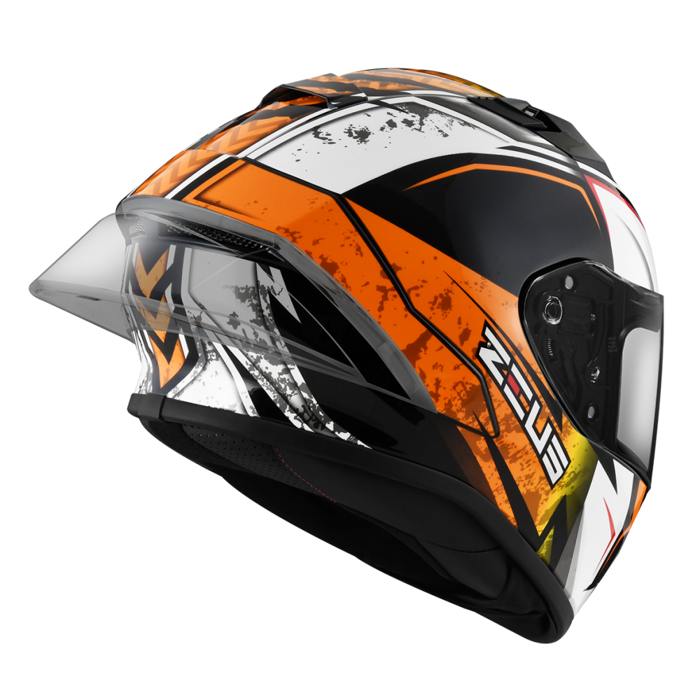 ZEUS ZS-826 BK9 黑 橘 彩繪 全罩帽款 大鴨尾