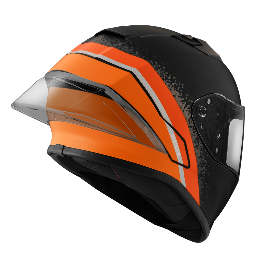 ZEUS ZS-826 BK10 消光黑 橘 彩繪 全罩帽款 大鴨尾