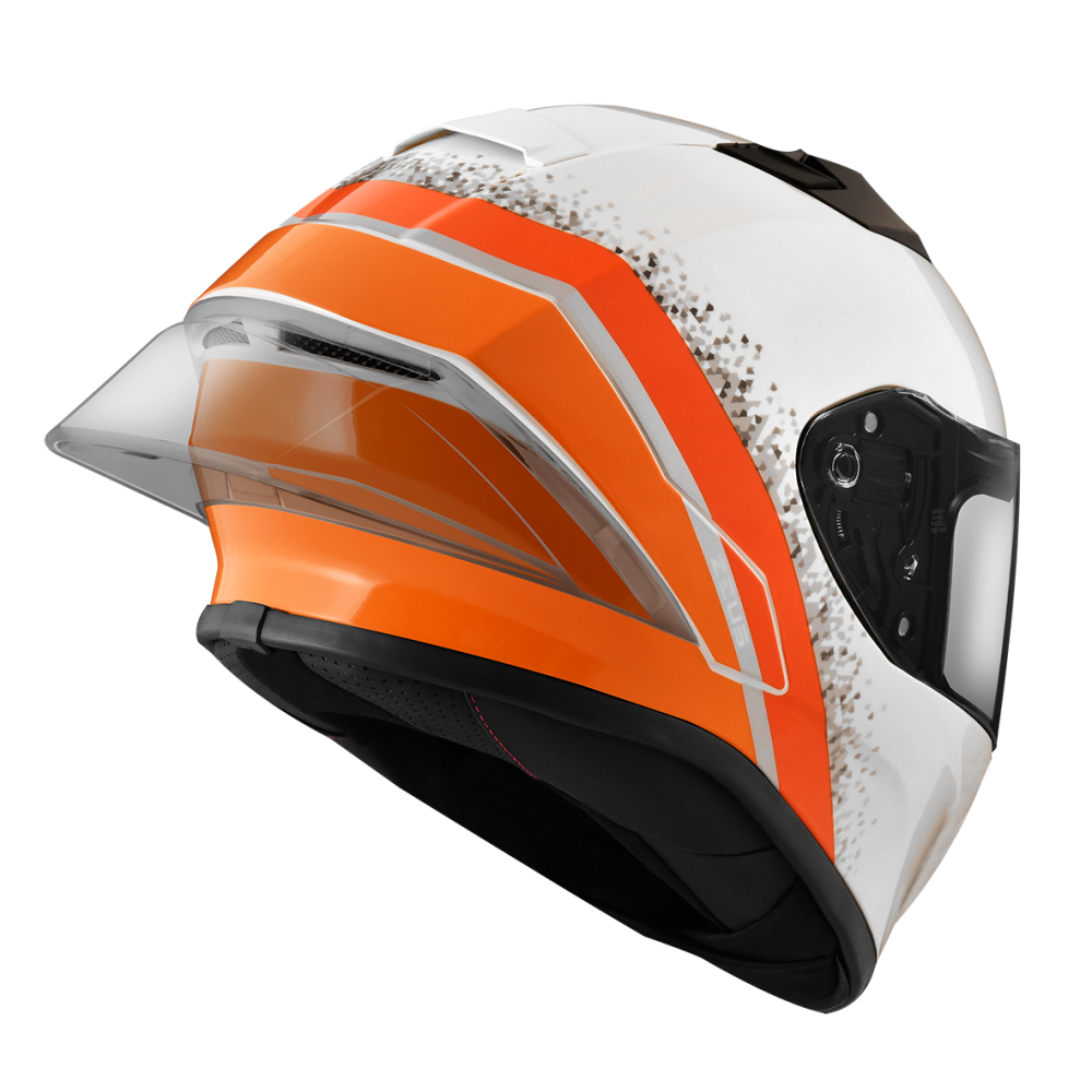 ZEUS ZS-826 BK10 珍珠白 橘 彩繪 全罩帽款 大鴨尾