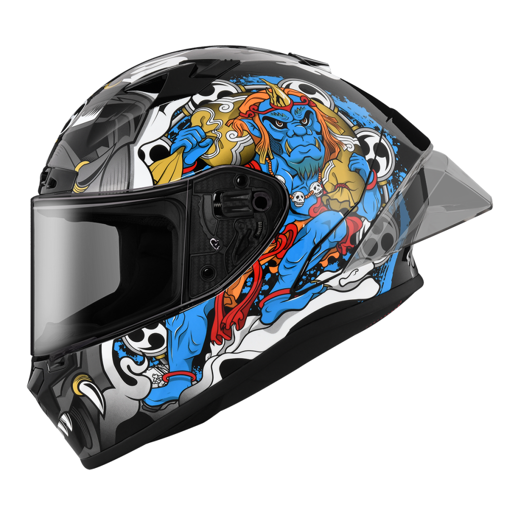 ZEUS ZS-826 BK16 黑/藍 彩繪 全罩帽款 大鴨尾