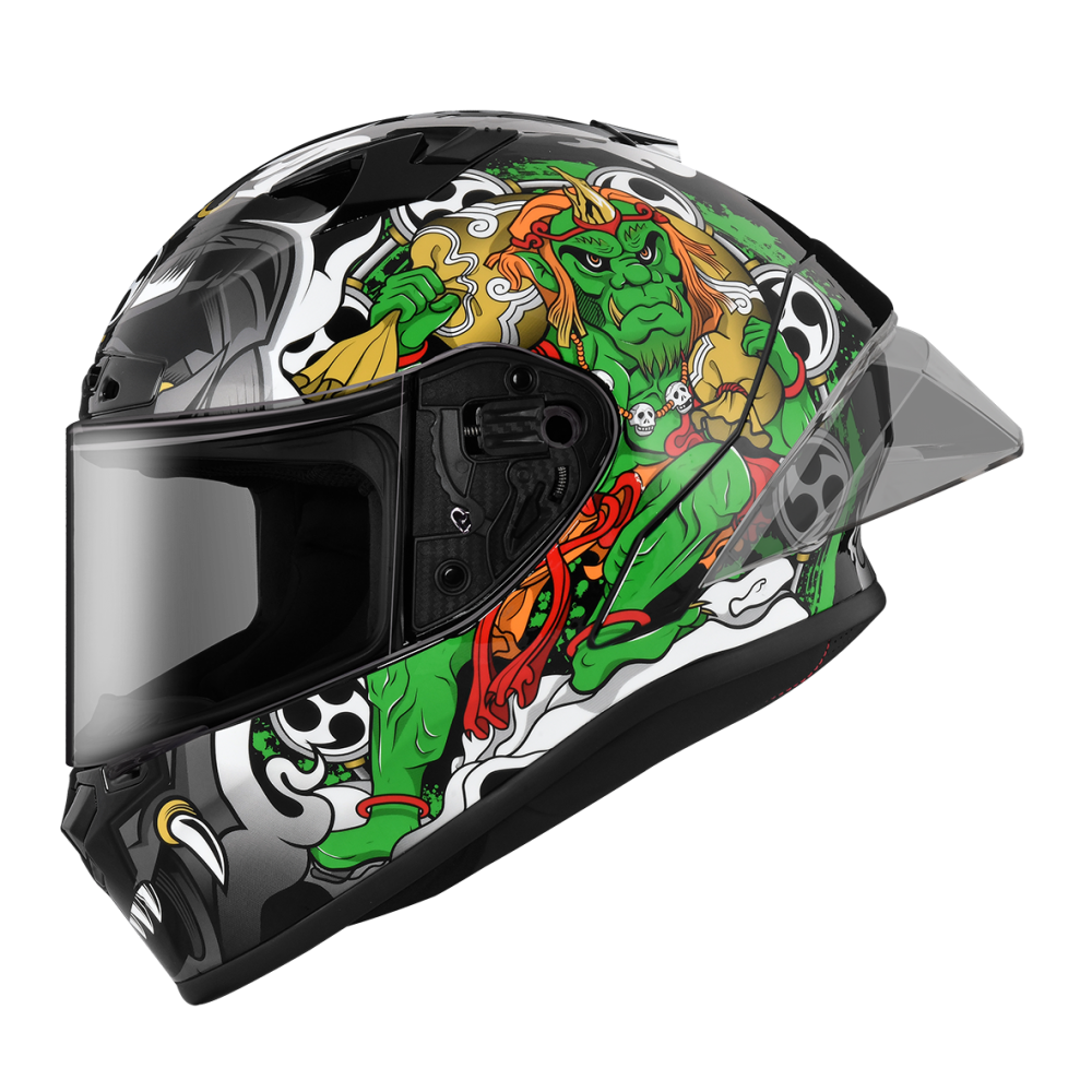 ZEUS ZS-826 BK16 黑/綠 彩繪 全罩帽款 大鴨尾