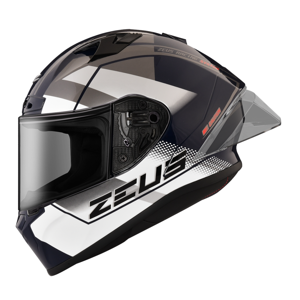 ZEUS ZS-826 BK17 暗藍/白 彩繪 全罩帽款 大鴨尾