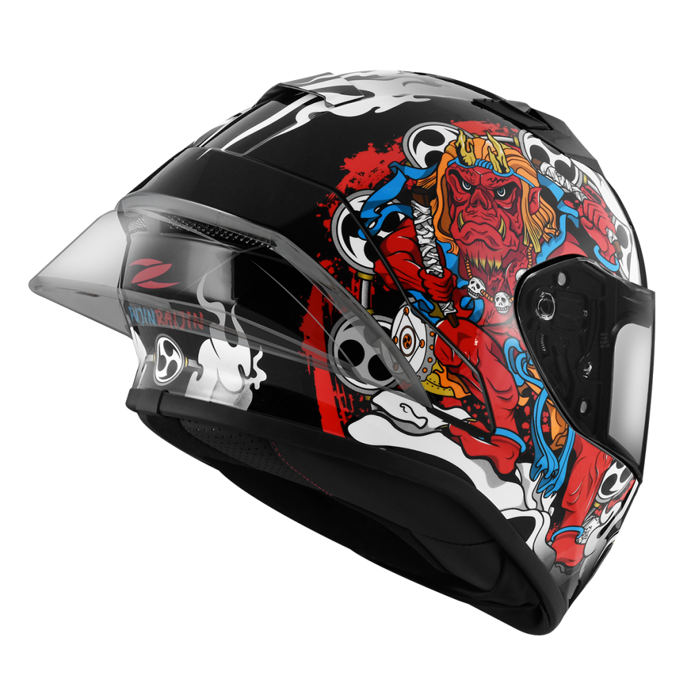 ZEUS ZS-826 BK16 黑/藍 彩繪 全罩帽款 大鴨尾