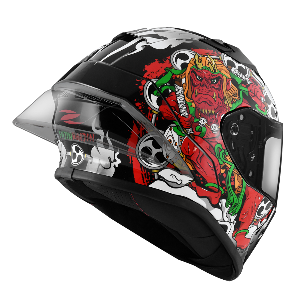 ZEUS ZS-826 BK16 黑/綠 彩繪 全罩帽款 大鴨尾