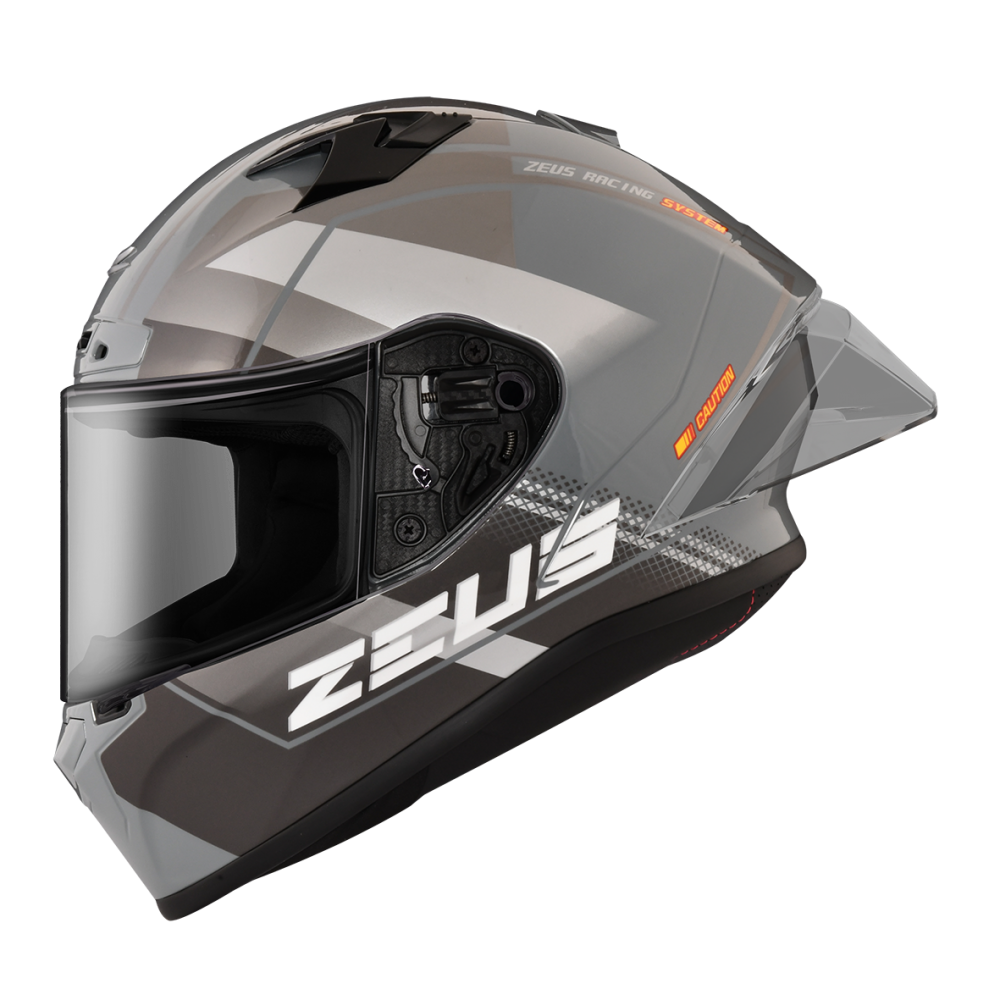 ZEUS ZS-826 BK17 水泥灰/黑銀 彩繪 全罩帽款 大鴨尾