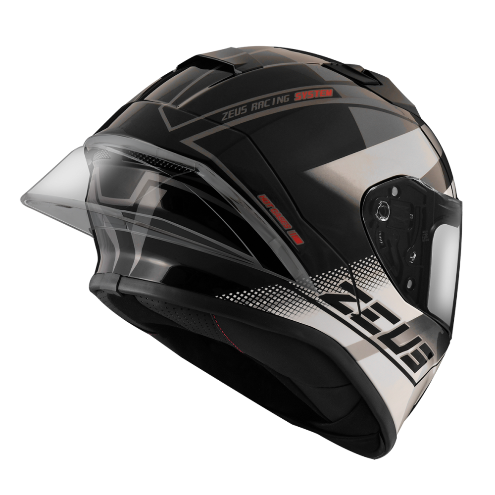 ZEUS ZS-826 BK17 黑/白 彩繪 全罩帽款 大鴨尾