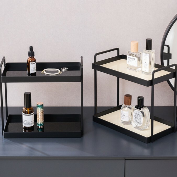 《5607》北歐INS烤漆雙層長方形壓克力架