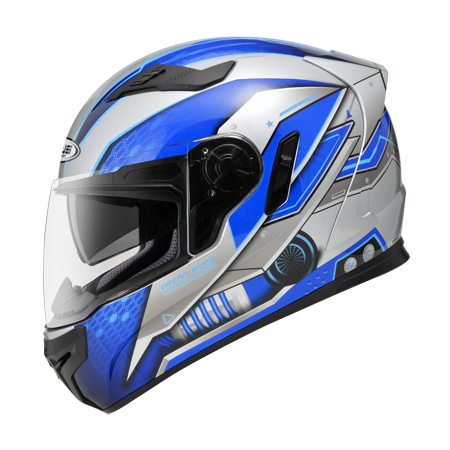 ZEUS ZS-813 AN19 銀/藍 彩繪 全罩帽款 內墨片