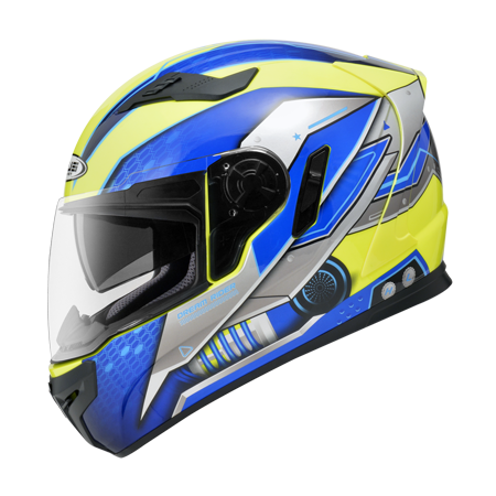 ZEUS ZS-813 AN19 螢光黃/藍 彩繪 全罩帽款 內墨片