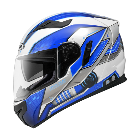 ZEUS ZS-813 AN19 白/藍 彩繪 全罩帽款 內墨片