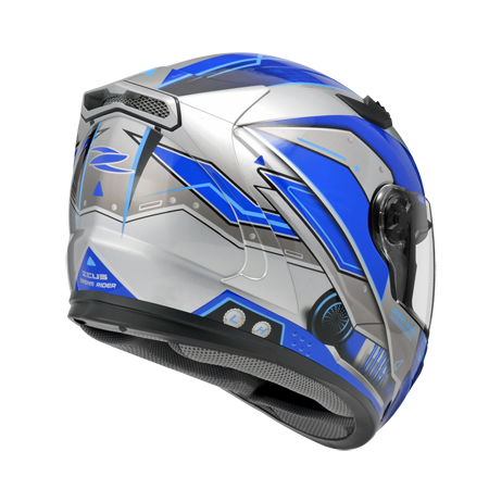 ZEUS ZS-813 AN19 銀/藍 彩繪 全罩帽款 內墨片