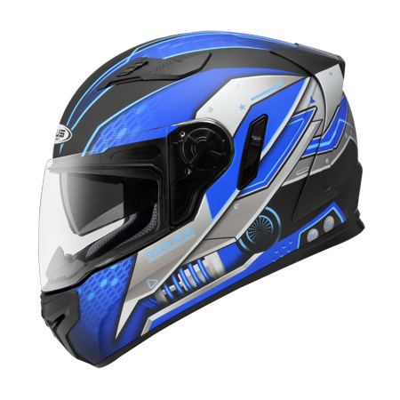 ZEUS ZS-813 AN19 消光黑/藍 彩繪 全罩帽款 內墨片