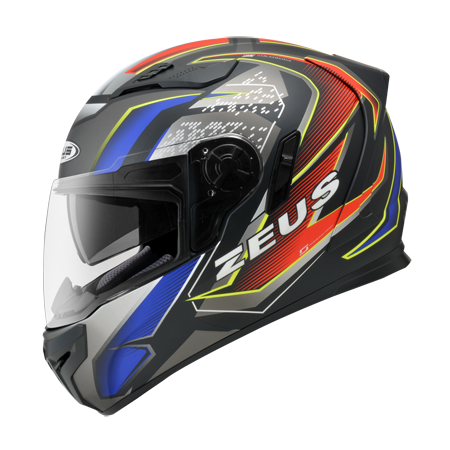 ZEUS ZS-813 AN20 消光黑/紅藍 彩繪 全罩帽款 內墨片