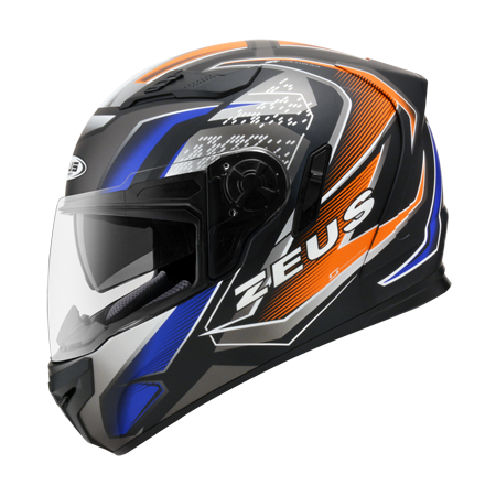 ZEUS ZS-813 AN20 消光黑/橘藍 彩繪 全罩帽款 內墨片